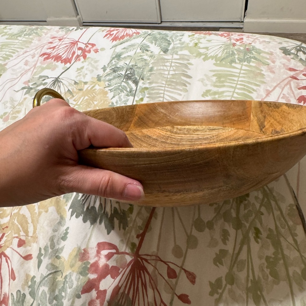 Mango Wood Bowl with Brass Accents - Picture 7 of 7